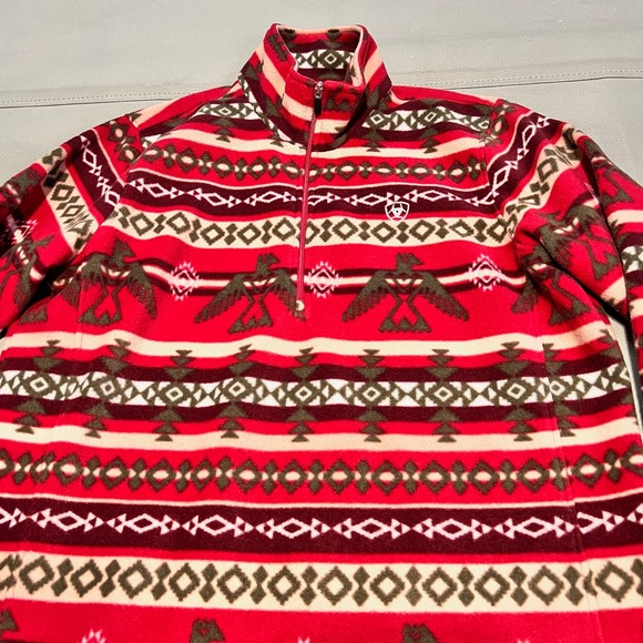 Ariat‎ Tek Fleece Pullover Aztec Phoenix Tribal Red/Pink South Western Pink M - Picture 3 of 9